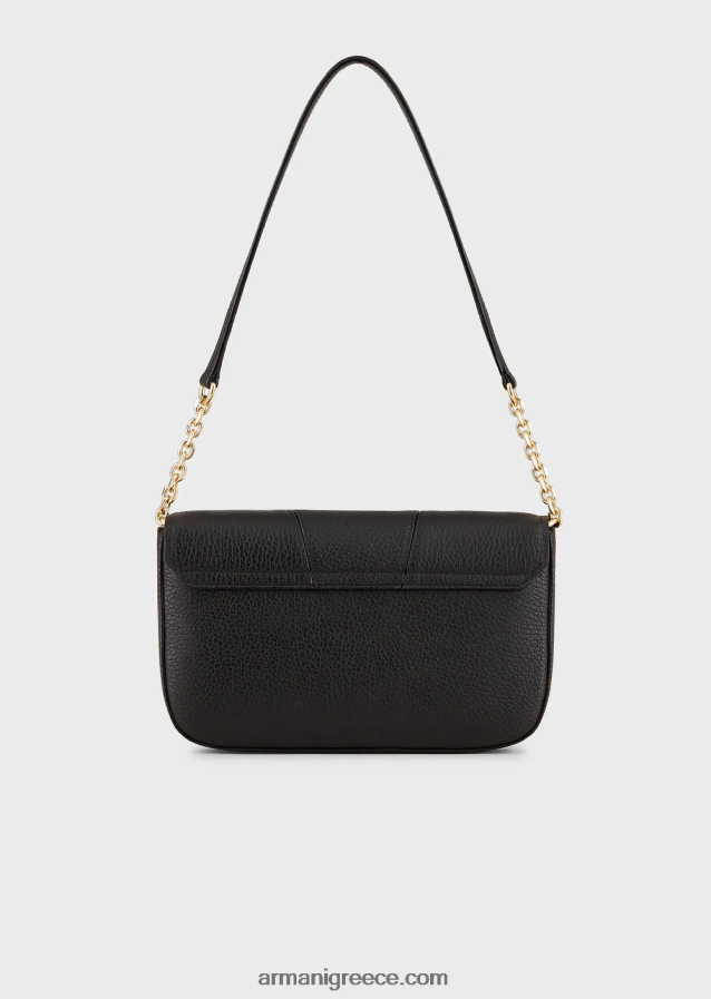 γυναίκες Armani Τσάντα ώμου από δέρμα ελάφι με λουράκι αλυσίδας 4046R6640 μαύρος
