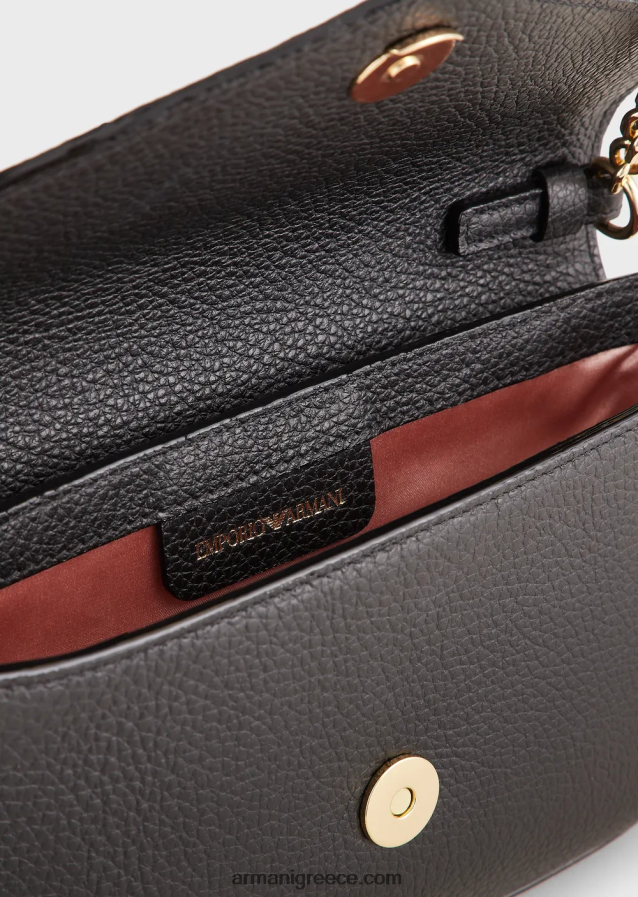 γυναίκες Armani Τσάντα ώμου από δέρμα ελάφι με λουράκι αλυσίδας 4046R6640 μαύρος