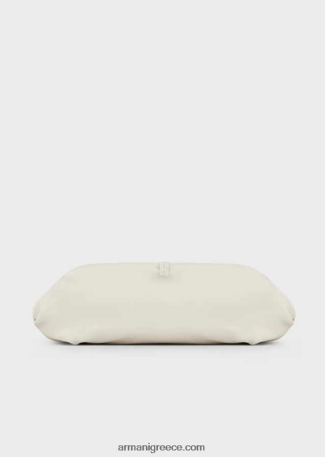 γυναίκες Armani δερμάτινο τσαντάκι clutch μεγάλου μεγέθους με ιμάντα ώμου 4046R6637 γαλακτώδες λευκό