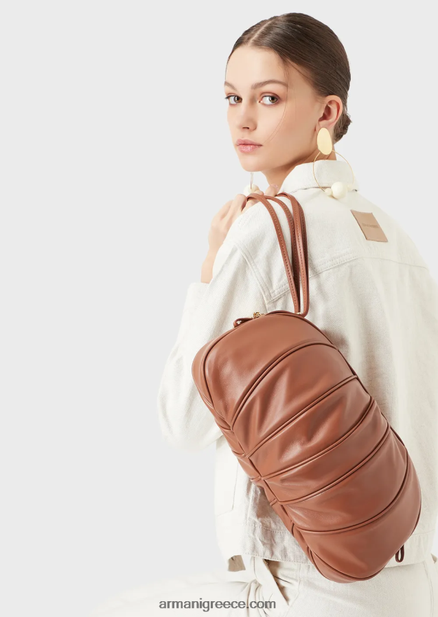 γυναίκες Armani τσαντάκι clutch μεγάλου μεγέθους με πάνελ από δέρμα νάπα 4046R6641