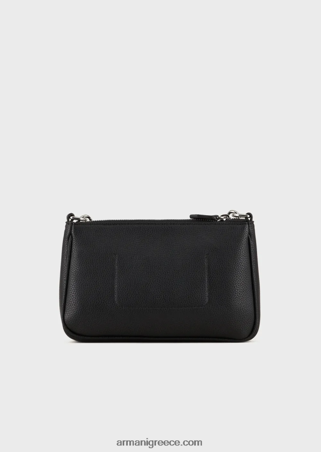 γυναίκες Armani διπλή μίνι τσάντα deer-print με ιμάντα ώμου 4046R6651 μαύρος