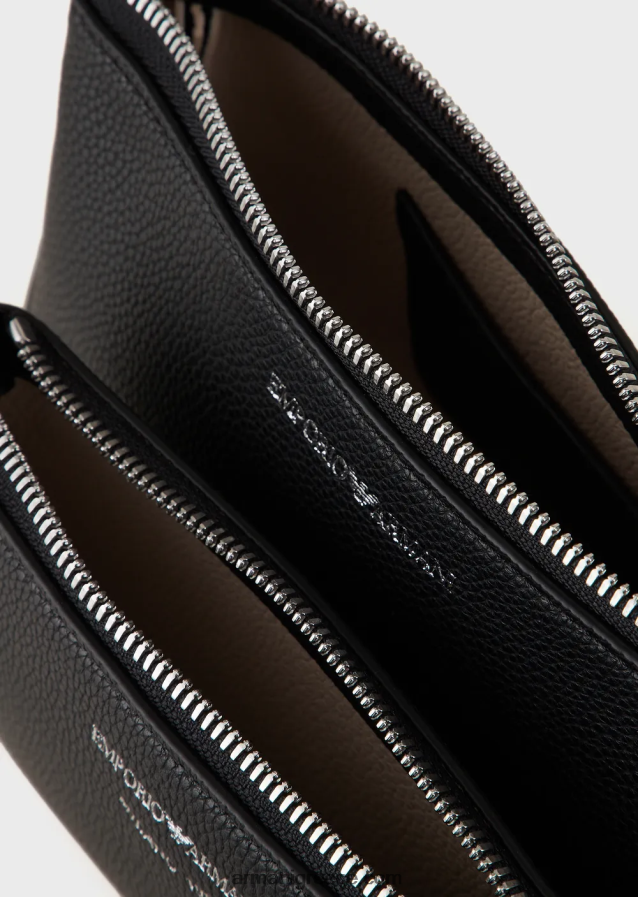 γυναίκες Armani διπλή μίνι τσάντα deer-print με ιμάντα ώμου 4046R6651 μαύρος