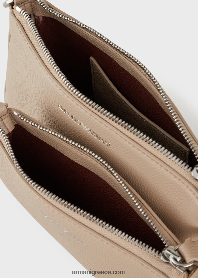 γυναίκες Armani διπλή μίνι τσάντα deer-print με ιμάντα ώμου 4046R6652 μπεζ