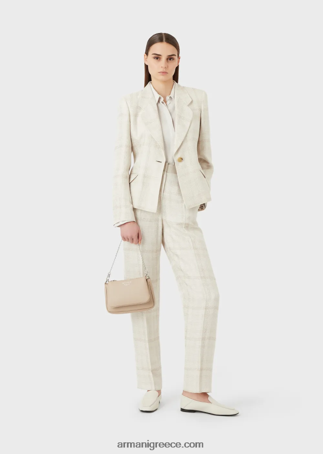 γυναίκες Armani διπλή μίνι τσάντα deer-print με ιμάντα ώμου 4046R6652 μπεζ