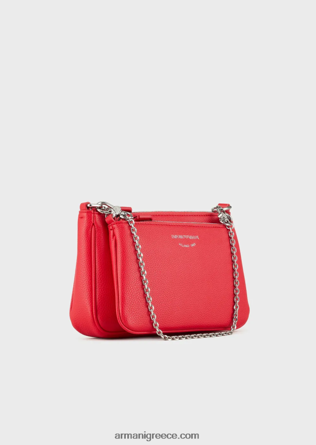 γυναίκες Armani διπλή μίνι τσάντα deer-print με ιμάντα ώμου 4046R6653 το κόκκινο