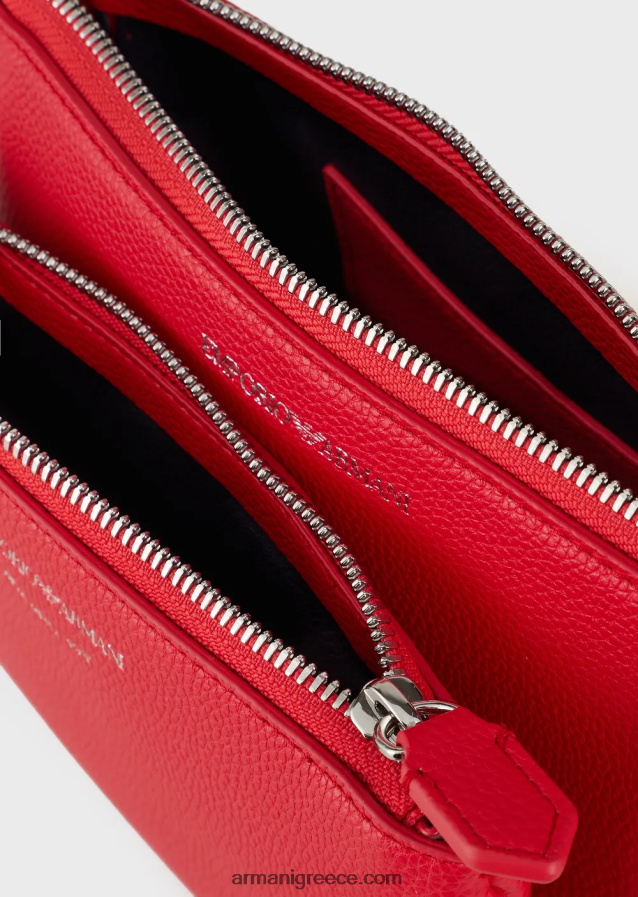 γυναίκες Armani διπλή μίνι τσάντα deer-print με ιμάντα ώμου 4046R6653 το κόκκινο