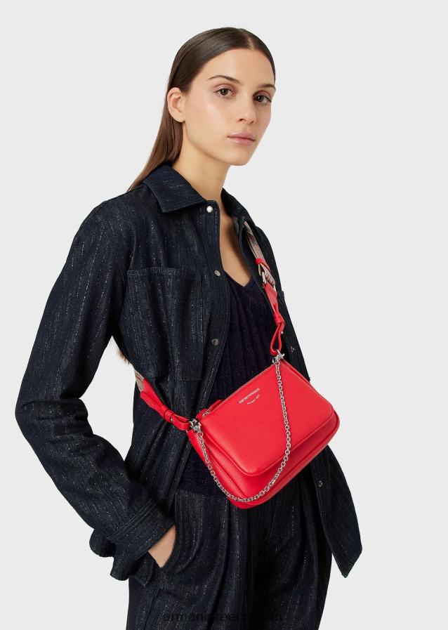 γυναίκες Armani διπλή μίνι τσάντα deer-print με ιμάντα ώμου 4046R6653 το κόκκινο