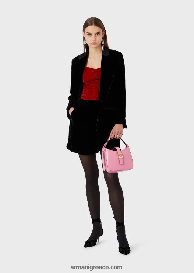 γυναίκες Armani τσάντα hobo από βουρτσισμένο δέρμα με λουράκι 4046R6635 ροζ