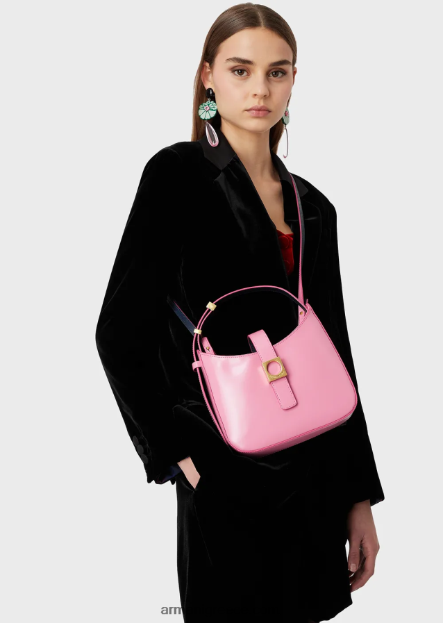 γυναίκες Armani τσάντα hobo από βουρτσισμένο δέρμα με λουράκι 4046R6635 ροζ