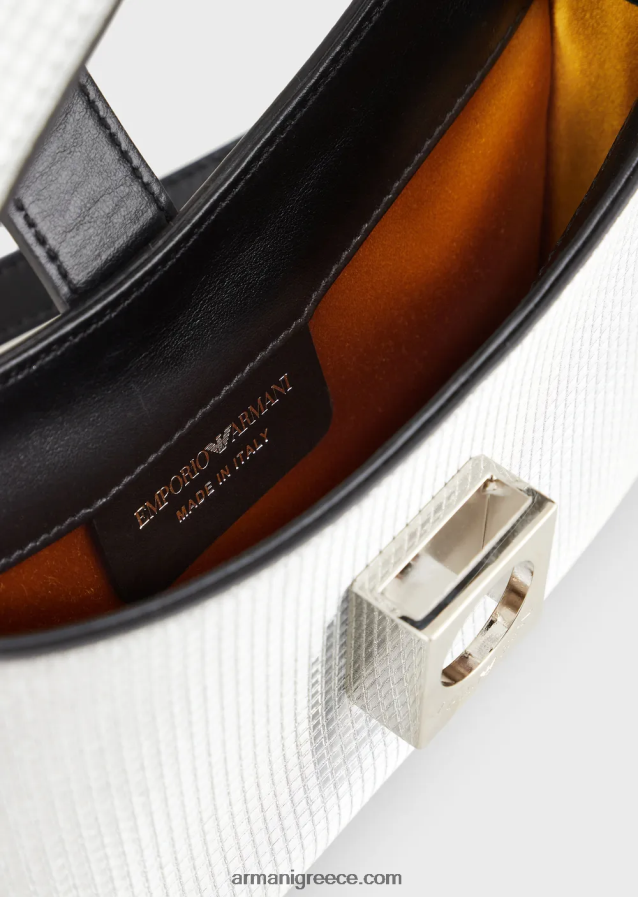 γυναίκες Armani Μίνι hobo τσάντα από γκλίτερ ύφασμα με ιμάντα ώμου 4046R6639 ασήμι/κρύσταλλο