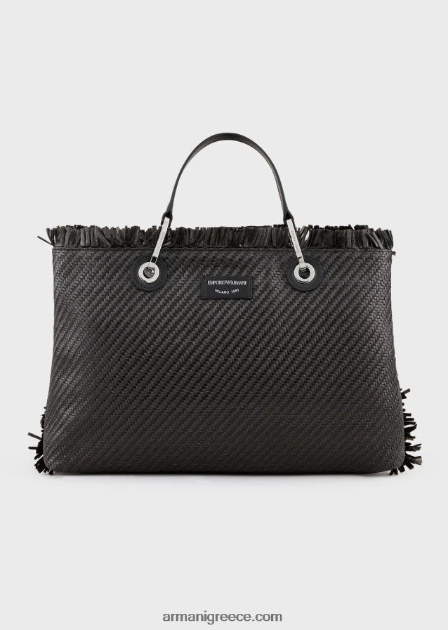 γυναίκες Armani myea bag υφαντή ψάθινη τσάντα shopper 4046R6710 μαύρος