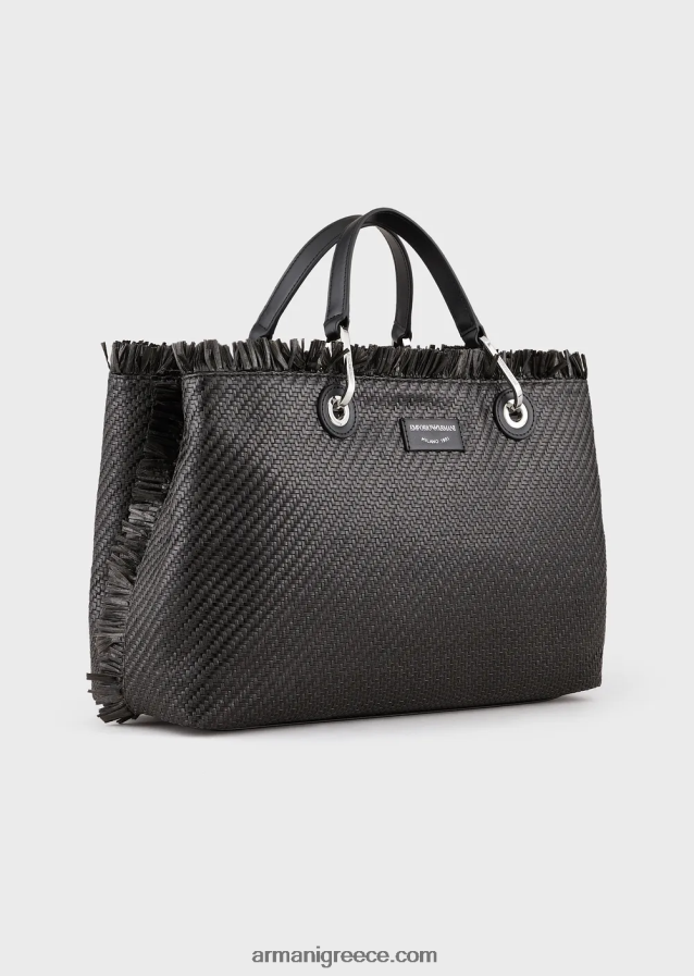 γυναίκες Armani myea bag υφαντή ψάθινη τσάντα shopper 4046R6710 μαύρος
