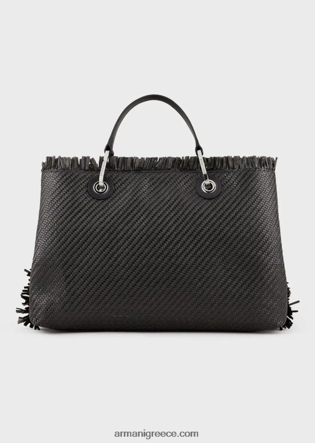 γυναίκες Armani myea bag υφαντή ψάθινη τσάντα shopper 4046R6710 μαύρος