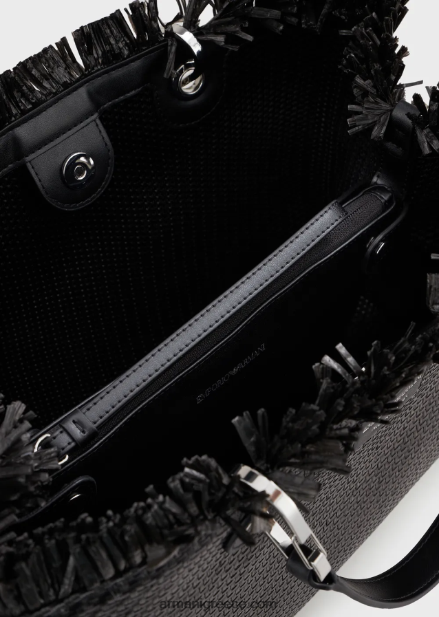 γυναίκες Armani myea bag υφαντή ψάθινη τσάντα shopper 4046R6710 μαύρος