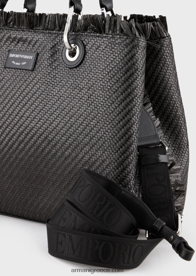 γυναίκες Armani myea bag υφαντή ψάθινη τσάντα shopper 4046R6710 μαύρος