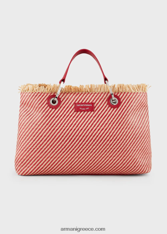 γυναίκες Armani myea bag υφαντή ψάθινη τσάντα shopper 4046R6711 το κόκκινο