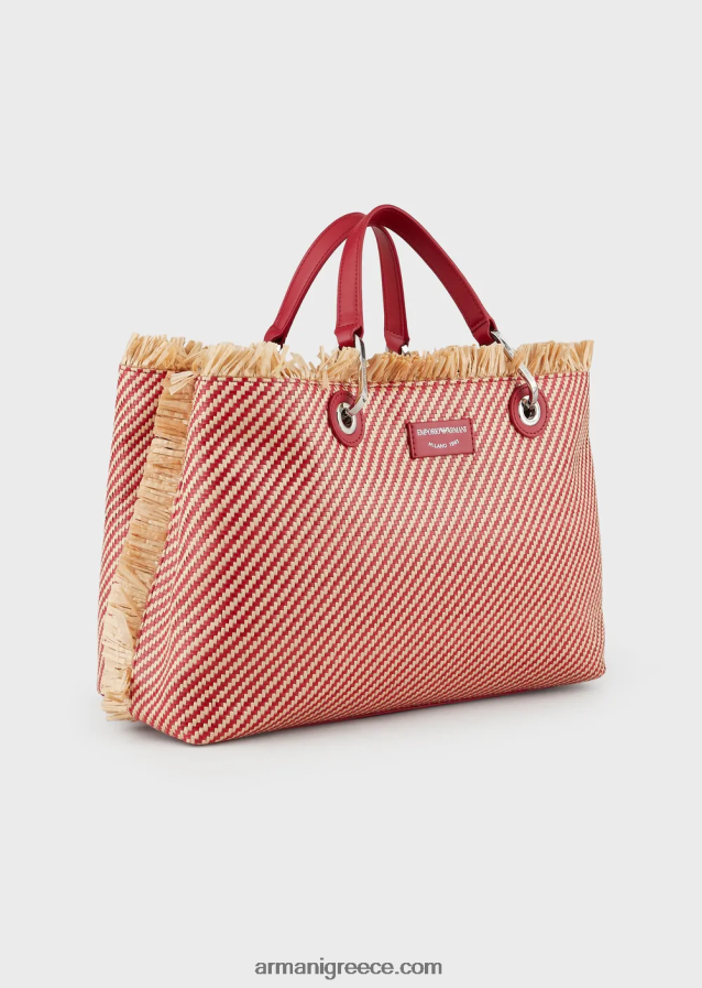 γυναίκες Armani myea bag υφαντή ψάθινη τσάντα shopper 4046R6711 το κόκκινο