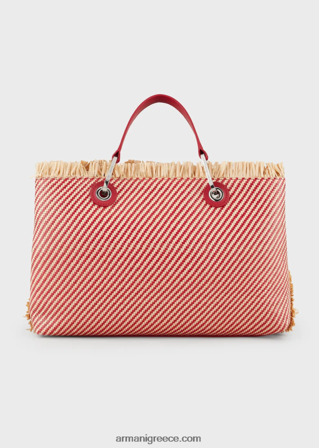 γυναίκες Armani myea bag υφαντή ψάθινη τσάντα shopper 4046R6711 το κόκκινο