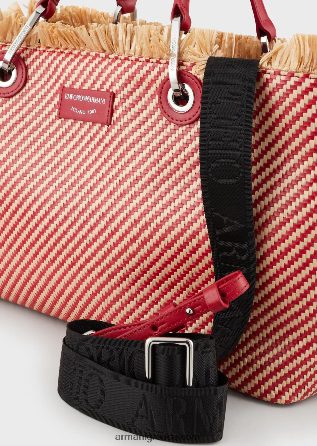 γυναίκες Armani myea bag υφαντή ψάθινη τσάντα shopper 4046R6711 το κόκκινο
