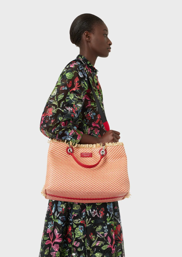 γυναίκες Armani myea bag υφαντή ψάθινη τσάντα shopper 4046R6711 το κόκκινο