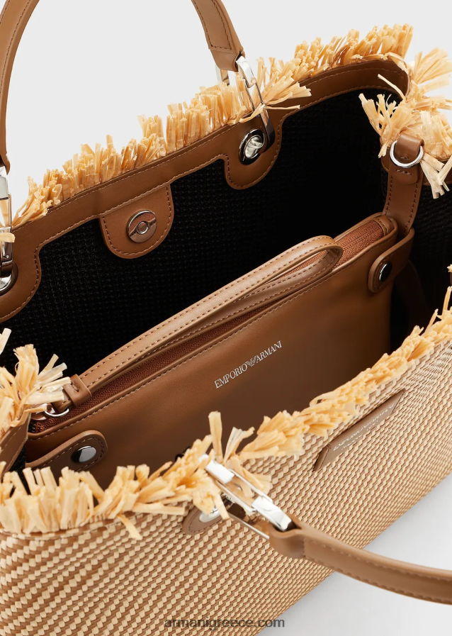 γυναίκες Armani myea bag υφαντή ψάθινη τσάντα shopper 4046R6712 βοός