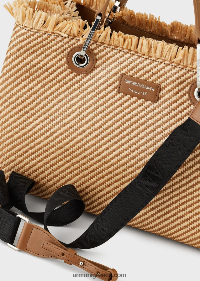 γυναίκες Armani myea bag υφαντή ψάθινη τσάντα shopper 4046R6712 βοός