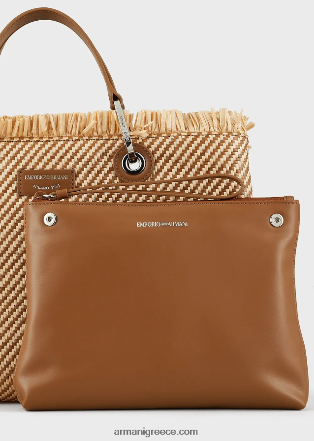 γυναίκες Armani myea bag υφαντή ψάθινη τσάντα shopper 4046R6712 βοός