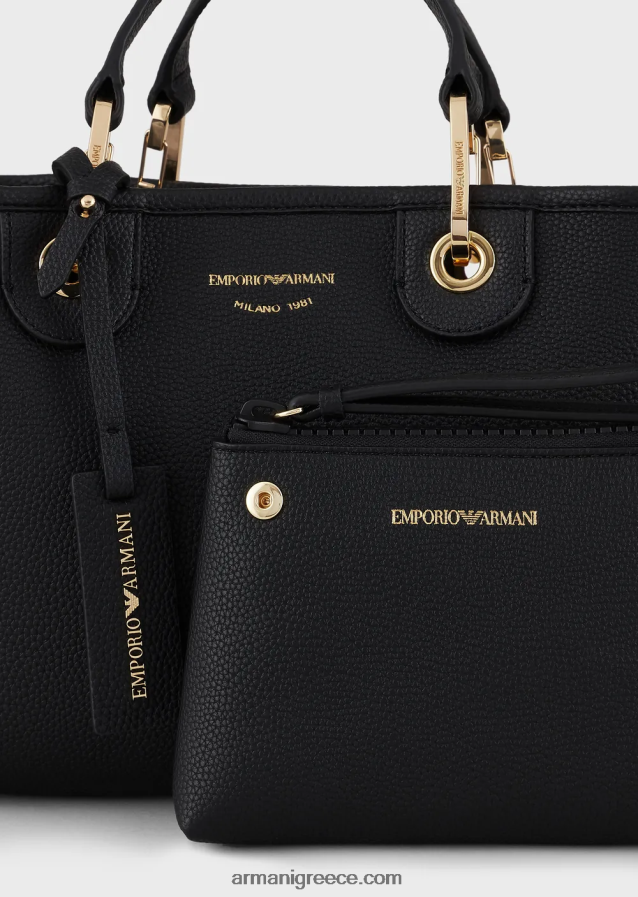 γυναίκες Armani myea bag μικρό shopper bag με στάμπα ελάφι 4046R6654 βαθύ μαύρο