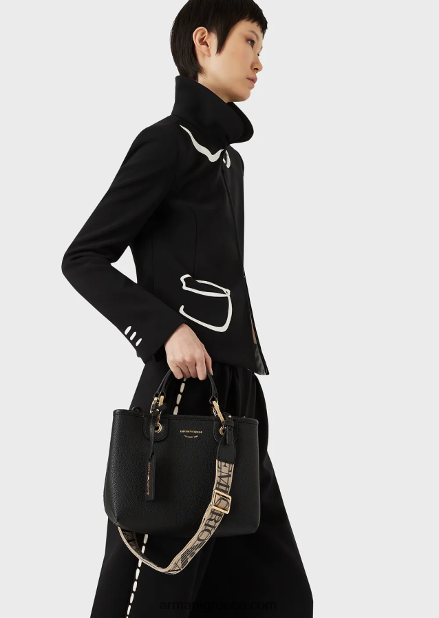 γυναίκες Armani myea bag μικρό shopper bag με στάμπα ελάφι 4046R6654 βαθύ μαύρο