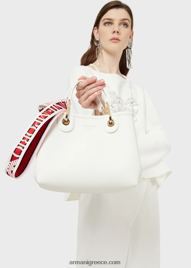 γυναίκες Armani myea bag μικρό shopper bag με στάμπα ελάφι 4046R6656 άσπρο