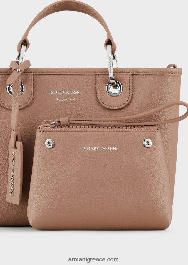 γυναίκες Armani myea bag μικρό shopper bag με στάμπα ελάφι 4046R6664 καμήλα