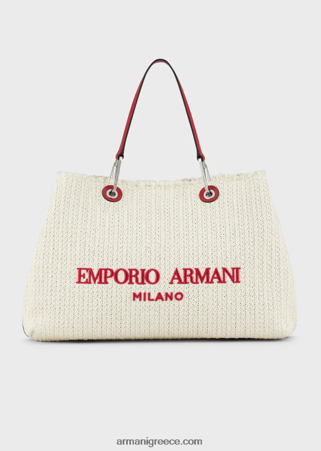 γυναίκες Armani μεγάλη, ψάθινη τσάντα αγορών myea resort 4046R6714 παννα