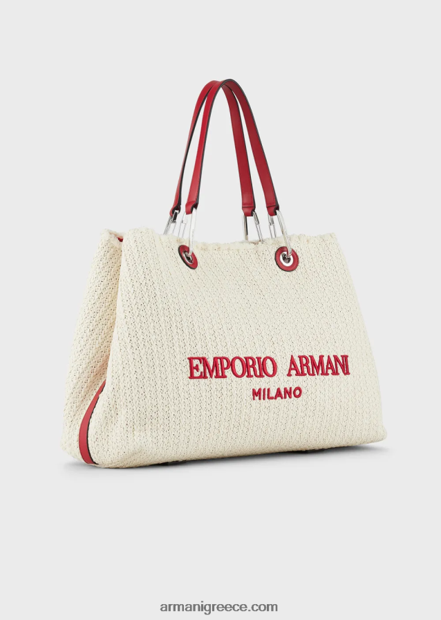 γυναίκες Armani μεγάλη, ψάθινη τσάντα αγορών myea resort 4046R6714 παννα