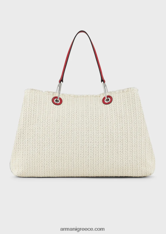 γυναίκες Armani μεγάλη, ψάθινη τσάντα αγορών myea resort 4046R6714 παννα