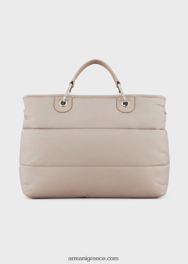 γυναίκες Armani μεσαία τσάντα myea shopper σε καπιτονέ, ανακυκλωμένο νάιλον 4046R6669 μπεζ
