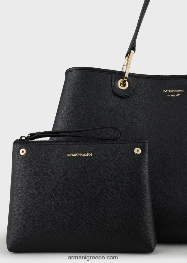 γυναίκες Armani μεγάλη τσάντα myea shopper με στάμπα ελαφιού 4046R6688 μαύρος