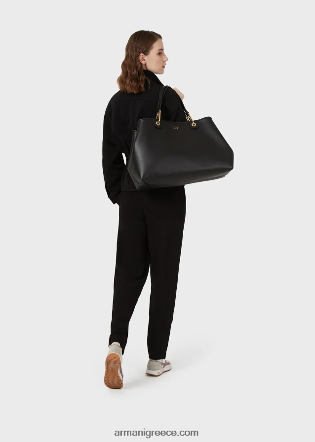 γυναίκες Armani μεγάλη τσάντα myea shopper με στάμπα ελαφιού 4046R6688 μαύρος