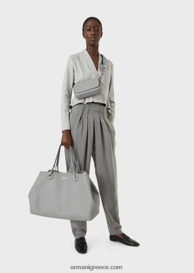 γυναίκες Armani μεγάλη τσάντα myea shopper με στάμπα ελαφιού 4046R6690 γκρί