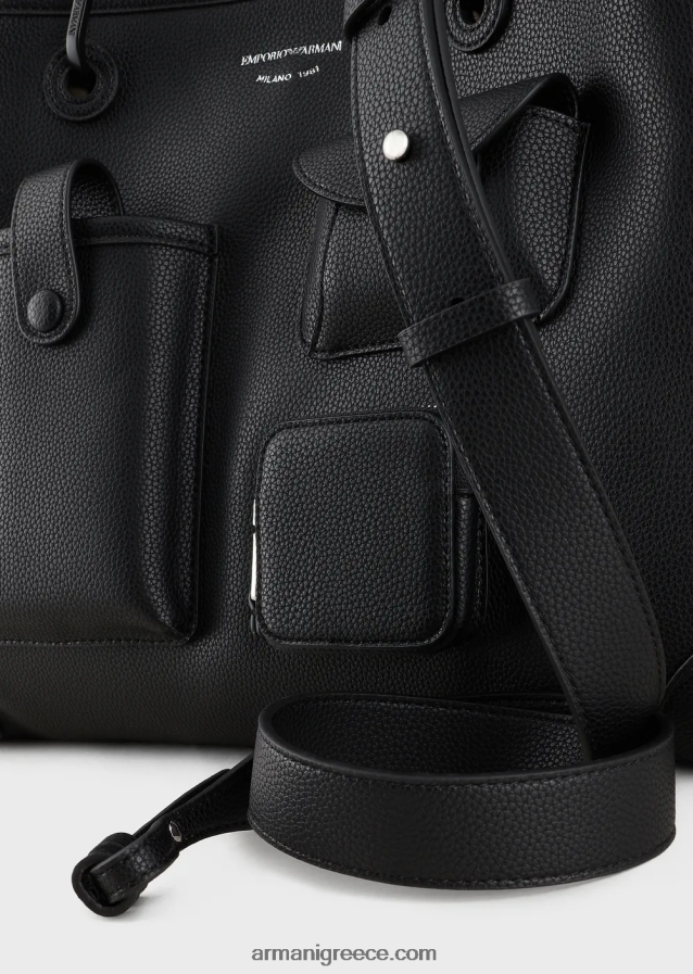 γυναίκες Armani μεσαία τσάντα myea shopper με πολλές τσέπες με στάμπα ελαφιού 4046R6702 μαύρος