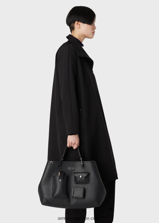γυναίκες Armani μεσαία τσάντα myea shopper με πολλές τσέπες με στάμπα ελαφιού 4046R6702 μαύρος