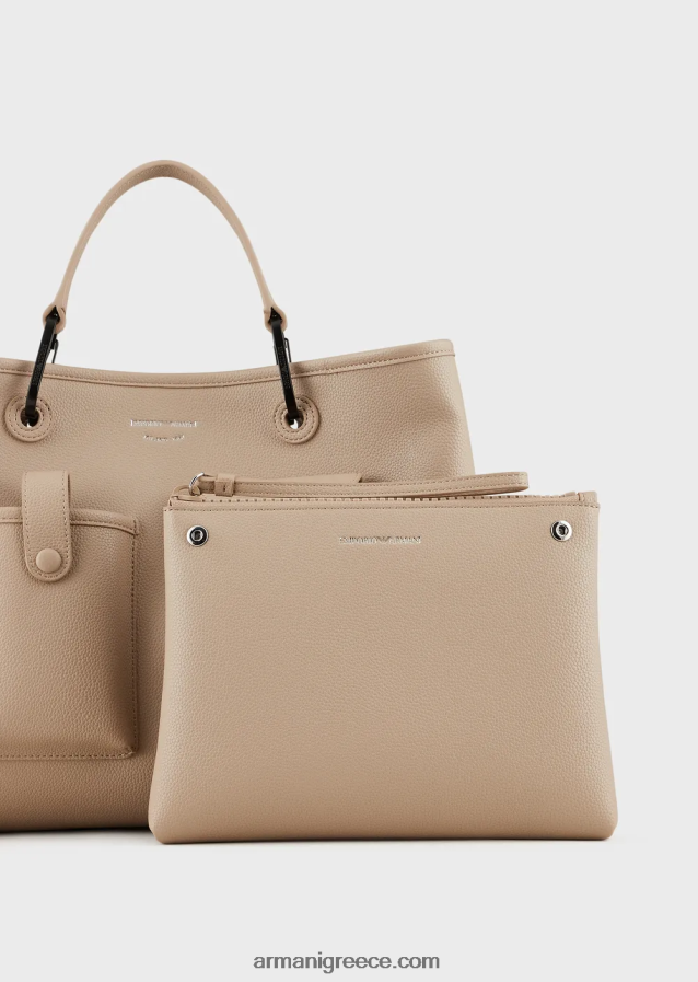 γυναίκες Armani μεσαία τσάντα myea shopper με πολλές τσέπες με στάμπα ελαφιού 4046R6703 μπεζ