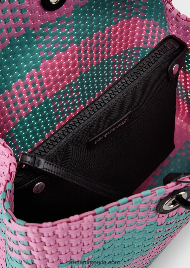 γυναίκες Armani μεσαία myea πλεγμένη τσάντα shopper με μοτίβο επιταγής 4046R6713 πρότυπο