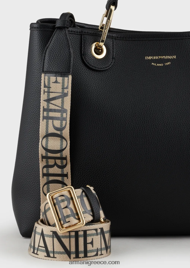 γυναίκες Armani μεσαία myea shopper bag με στάμπα ελαφιού 4046R6672 βαθύ μαύρο