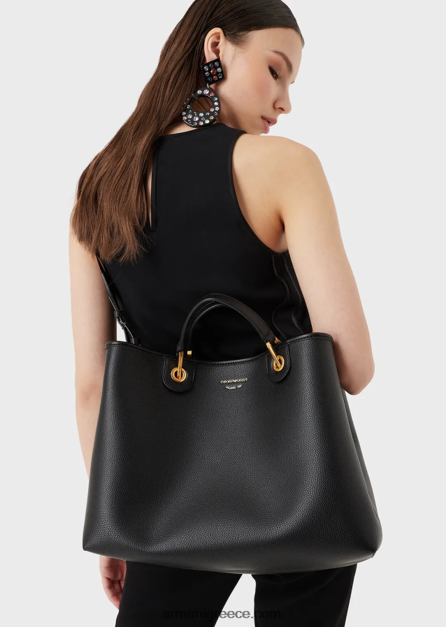 γυναίκες Armani μεσαία myea shopper bag με στάμπα ελαφιού 4046R6672 βαθύ μαύρο