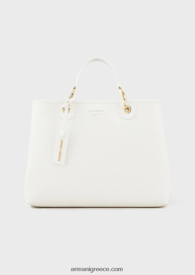 γυναίκες Armani μεσαία myea shopper bag με στάμπα ελαφιού 4046R6674 άσπρο