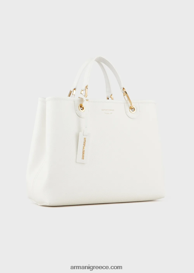 γυναίκες Armani μεσαία myea shopper bag με στάμπα ελαφιού 4046R6674 άσπρο