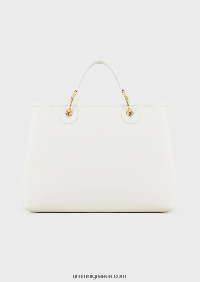 γυναίκες Armani μεσαία myea shopper bag με στάμπα ελαφιού 4046R6674 άσπρο