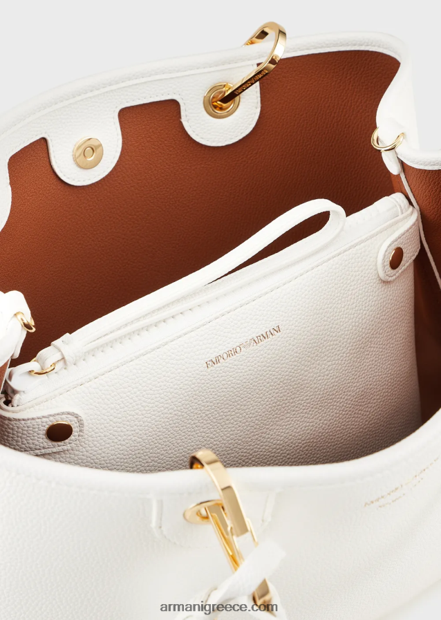 γυναίκες Armani μεσαία myea shopper bag με στάμπα ελαφιού 4046R6674 άσπρο