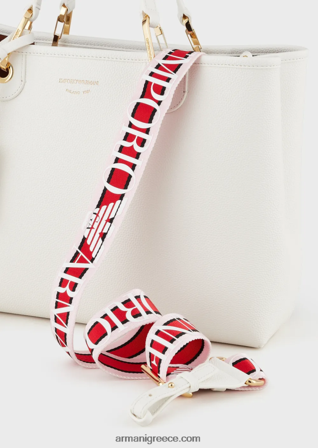 γυναίκες Armani μεσαία myea shopper bag με στάμπα ελαφιού 4046R6674 άσπρο