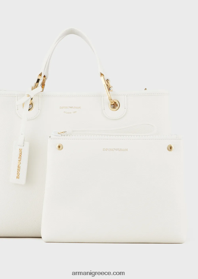 γυναίκες Armani μεσαία myea shopper bag με στάμπα ελαφιού 4046R6674 άσπρο